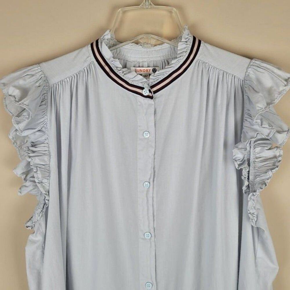 Sundry Size M Flutter Sleeve Button Top Rain Ligh… - image 5